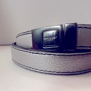 Saint Laurent silver leather double wrap bracelet